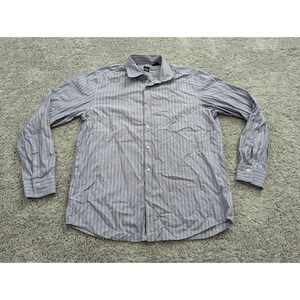 HUGO Boss Button Up Shirt Mens Extra Large Purple Striped Casual‎ Office